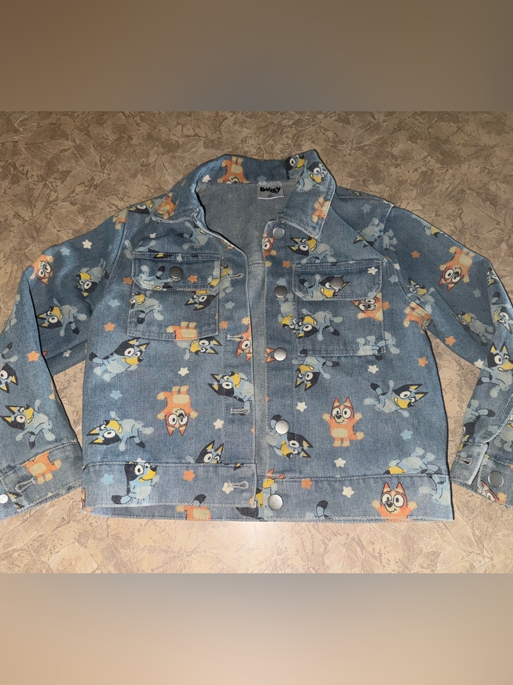 Lucy Kids Light Blue Denim Jacket with Cartoon Fox & Bird Print